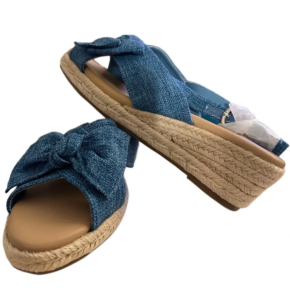 Women's Platform Espadrille Wedge Sandals Bowknot Open Toe Dress Casual Shoe